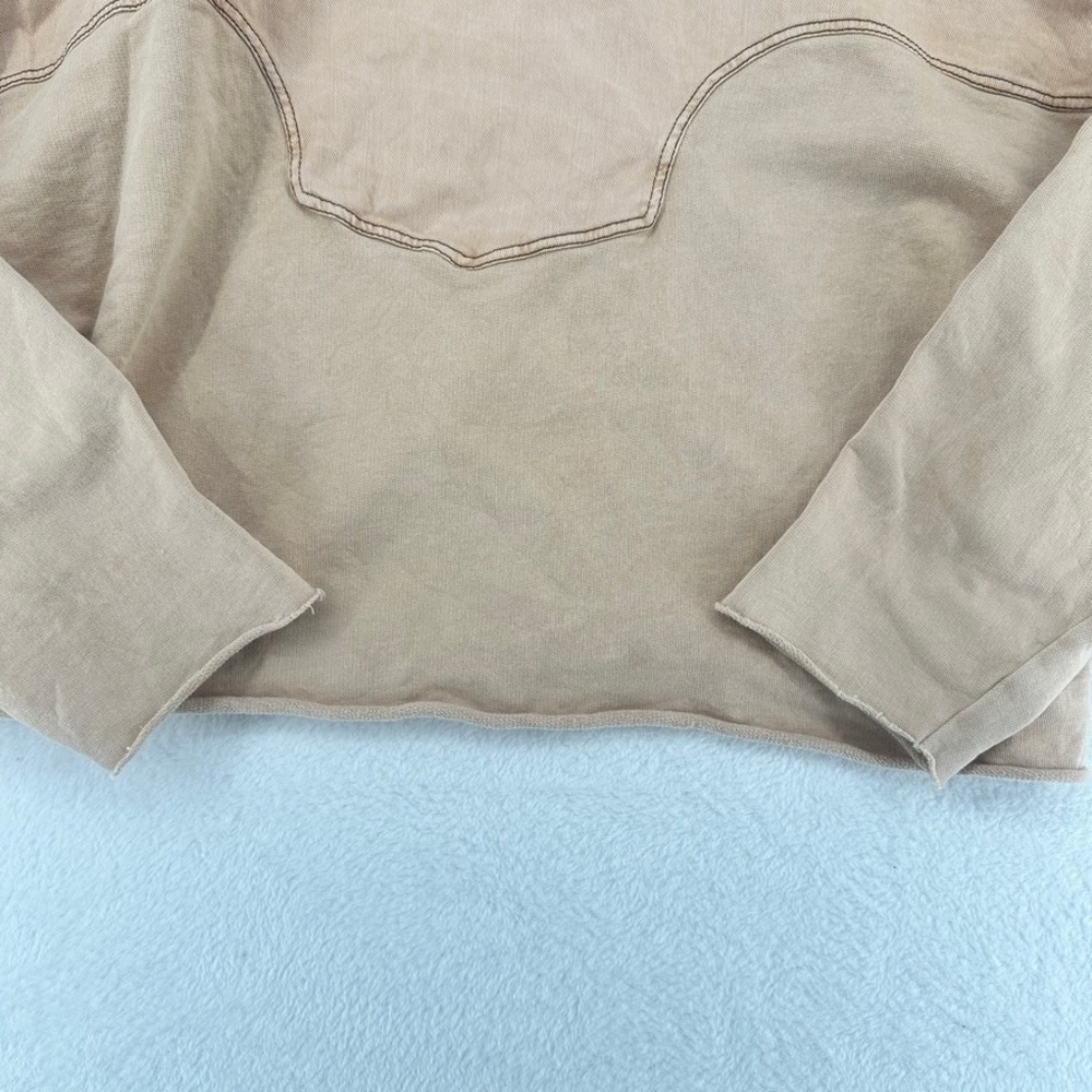 Zara Cropped‎ Hoodie Tan Beige Pullover Sweatshirt Size Small - Picture 12 of 15